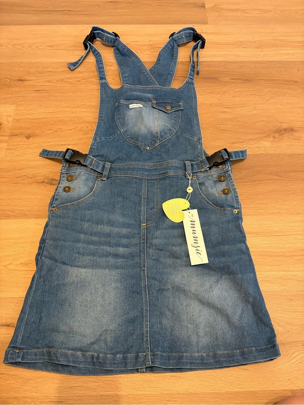 The Mumsie ‘The Evie’ Denim Overall Dress Small to Medium Size - Picture 2 of 10